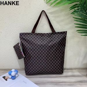 HANKE Foldable Waterproof Shopping Bag with Zipper and Hanging Pouch