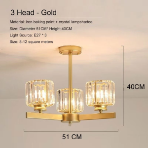Lampu Gantung Kristal Vintage Chandelier Retro Metal dengan Rangka Besi dan Crystal Lampshade Tinggi Bisa Disesuaikan untuk Ruang Tamu Kamar Tidur Ruang Makan Hotel Cafe Restoran