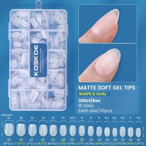 GUAIP 300pcs/box Short Square Shaped Matte Soft Gel Tips Droplet Shaped Press on Nails Extension Soft Nails Manicure Material Solid Color False Nails Set Women