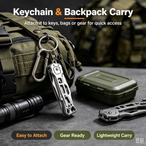 Portable EDC Pocket Folding Knife Lightweight Keychain Fruit Cutter Hollow Handle Utility Knife for Camping & Daily Life
