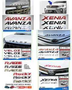 Emblem Embelem Tulisan di Kap Mesin AVANZA XENIA VELOZ RAIZE ROCKY  Engine Hood Logo Kap Mesin Ukuran Besar(Tinggi 5cm tebal 0.5Mm) + Moulding