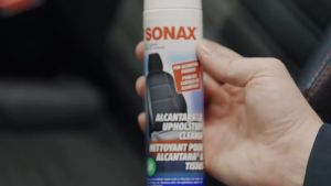 SONAX Upholstery & Alcantara Cleaner Foam Interior Cleaner for Synthetic Suede Fabric Seats Carpet Door Panels Headliners & Trim Removes Dirt Oils Stains & Grime Build-Up 8.45 oz 250 ml