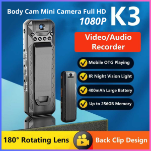 TERLARIS PENGIRIMAN CEPAT COD GRATIS ONGKIR SPANN Body Cam Mini Camera Full HD 1080P Rotating Lens 400mAh/KAMERA mini bluetooth ke hp wifi 4k tersembunyi tanpa kabel / kamera vlog youtuber jernih kecil tersambung ke hp/ kamera pengintai MULTIFUNGSI