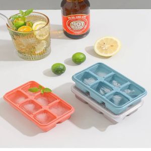 HJKL Six Grids Odorless Frozen Ice Cube Easy To Demold Ice-Making Artifact Cube Mold Ice-Making Box Ice Tray Ice Mold