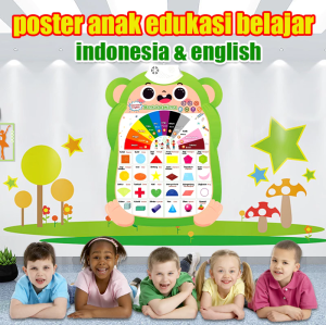 Bermain Sambil belajar / Poster Edukasi Suara Bahasa Indonesia / Poster Dinding Gantung Bunyi Belajar Anak