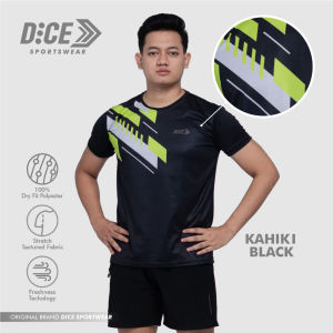 DICE Jersey Kahiki Black Kaos Olahraga Hitam Running Futsal Gym