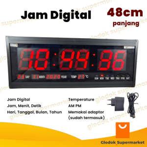 Jam Digital LED Besar Kalender Temperature Meja Dinding Jumbo Clock 4819