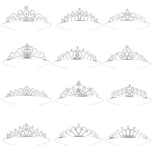 Tiaras for Women 12PCS Sparkly Rhinestone Princess Crown Headband Cute Small Tiara for Women Crown Headbands Set for Birthday Party Costume Wedding Halloween