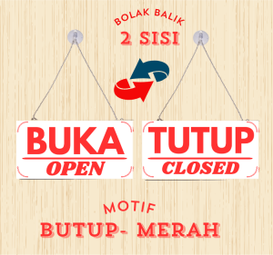 Papan gantung Akrilik buka tutup bolak balik open closed