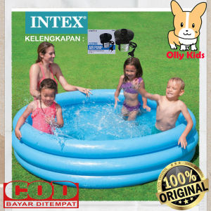 Ollykids INTEX 58446 Kolam Renang Anak Crystal 3 Ring 168x38cm Inflatable Pool Kualitas Bahan Tebal
