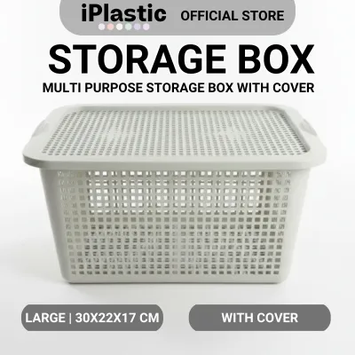 iPlastic. 3 Pieces Storage Box Rectangular with cover Basket Organizer / Tray Organizer