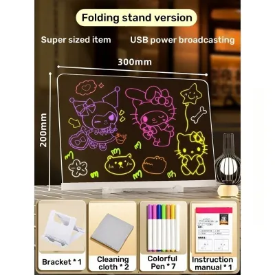 LED Light Up Drawing Board Kids Erasable Glow In The Dark Art Board Transparent Stand Gift