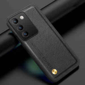 For Vivo Y100 5G 2024 VivoY100 Y 100 Phone Casing Back Cover Shockproof Bumper Luxury Leather Simple Fashion Solid Color No Fingerprint Anti Drop Soft TPU Edge Case