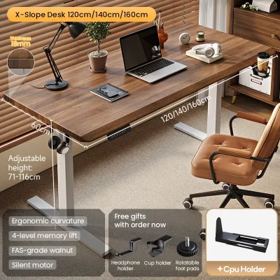 Xpanse Electric Office Study Table Meja Belajar Gaming Adjustable Computer Table With Curved Edge