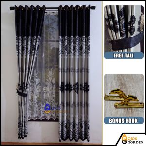Gorden Blackout Import Tebal  Motif Minimalis Modern Model Smokering Tinggi 200 cm