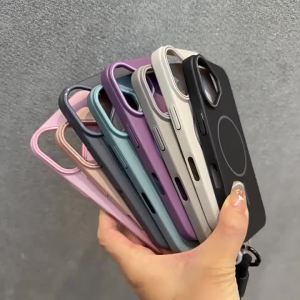 Luxury Ultra Thin Hard PC Matte Phone Case for iPhone 17 Pro Max 16 15 14 13 1211 17Air Magnetic Lanyard Wrist Strap Cover