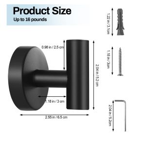 2Pcs Towel Hooks Stainless Steel Wall Hook Gold Robe Hook Hardware Heavy-Duty Hook With Screw