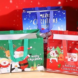 High Grade Waterproof Non-woven Christmas Tote Bag Large Capacity Reusable Gift Bag EcoFriendly Xmas