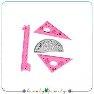 BF-A66 Penggaris Plastik 15cm Set Isi 4 Alat Tulis Sekolah Kantor Karakter Motif Jerapah / Penggaris Matematika Pengaris Garisan Penggaris Set / Ruler Set