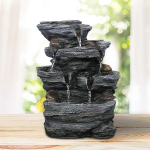 Creative New Chinese Style Pastoral High Mountains Flowing Water Fountain Decoration Home Living Room Courtyard Entrance Balcony Decoration