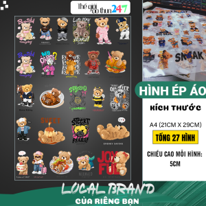 [Sticker ủi nhiệt Premium] - Hình Gấu Teddy Bear 3D G17 khổ A4