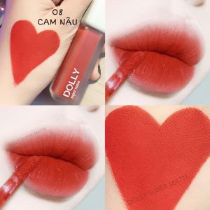 Son kem lì màu <CAM NÂU> Dolly super matte son kem lì không chì bền màu lâu trôi mua 2 cây tặng 1 hộp đựng cao cấp