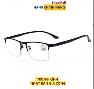 (Hàng mới) Kính lão thị viễn thị đọc sách CHỐNG AS XANH  nửa viền to sáng rõ tròng Nhật gia công đẹp bền loại I xẻ cước