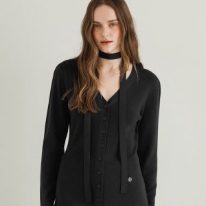 [Korean brand]  - Hug scarf knit cardigan - Vanilla knit