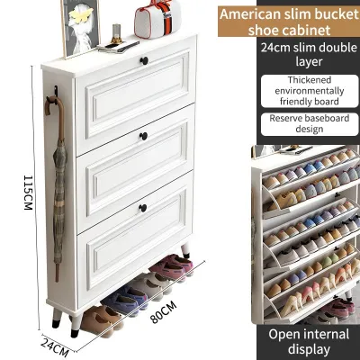 Shoe Rack Organizer Shoe Cabinet Shoe Rack French Style Ultra-Thin Flip Home Door Exterior Corridor New Indoor Entry Simple Shoe Rack