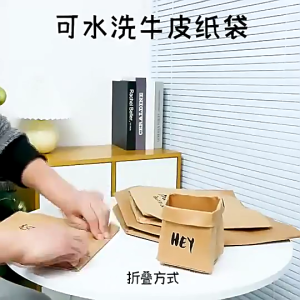 Fashionable Washable Kraft Paper Bags for Nost Household Organization Addition for Home and Work Storage Solution