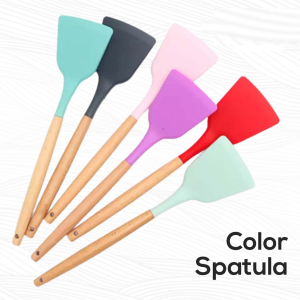 Spatula silikon Gagang Kayu Sutil Masak Tahan Panas