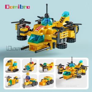 Building Blocks 6IN1 SWAT Police Station Fire Truck Engineering Educational Toys for Boys mainan budak