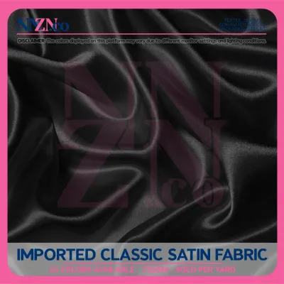 NNZN Premium Quality Classic Satin Fabric Silk Satin Fabric Luxury Fabric 160 Colors - Per Yard (SET A)