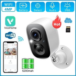 2K 4MP Wireless Battery CCTV Camera 5200mAh Rechargeable Battery IP65 Outdoor/Indoor Low Power IP WiFi CCTV Security Siren(100% WIRED FREE)