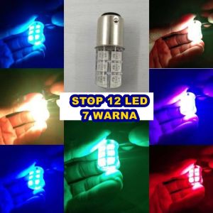 Lampu Rem LED Jelly RGB 7 Warna 2 Mode Kedip Stoprem Stop Rem 12 Mata Titik Jelly Kedip Semua Motor