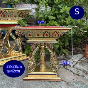 ขันแก้ว ลายบัวปิดทอง พานสามเหลี่ยม  3 ไซส์ ขันแก้วทั้งสาม พานใส่ดอกไม้ แกะสลัก ปิดทองคำเปลว ส่องประกายสุกปลั่งประดับกระจก หลากสี