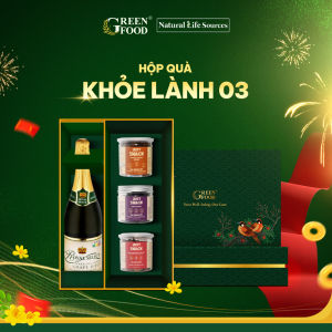 Hộp quà Khoẻ Lành 03 GREEN FOOD - Hộp quà đồ ăn vặt và nước trái cây Quà tặng sang trọng cho đối tác người thân