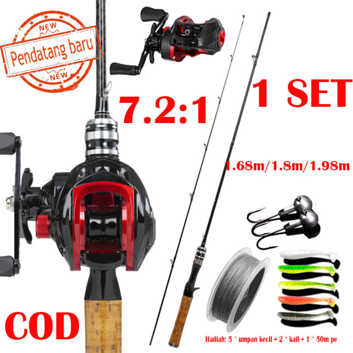 Fishing Set 1.98M Carbon Fiber Casting Rod And 19+1BB Baitcasting