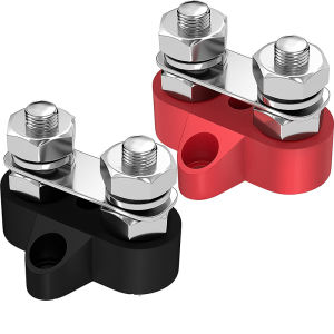 12V-48V Bus Bar Terminal Block M8 Dual Studs Junction Block Post for Auto Car Marine Boat