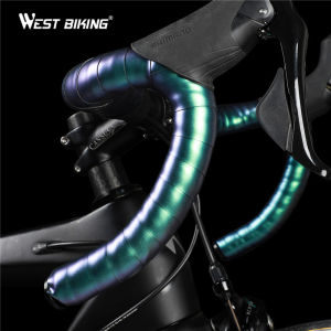 Westขี่จักรยานจักรยานถนนH Andlebarเทปสะท้อนแสงเปลี่ยนสีสามเหลี่ยมแบบจักรยานบาร์เทปกับบาร์ปลั๊กอุปกรณ์จักรยาน