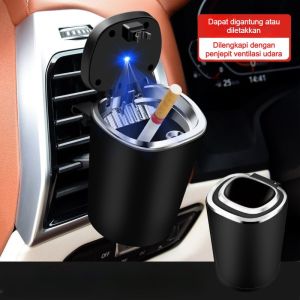 Ashtray Mobil LED Premium | Tempat Abu Rokok Gantung Anti Bau | Warna Hitam Elegan | Desain Minimalis