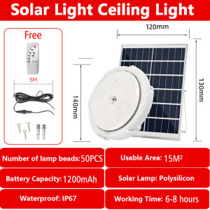 solar ceiling light 50W/150W/300W indoor outdoor with remote ceiling Lamp home balcony stair garden bedroom
