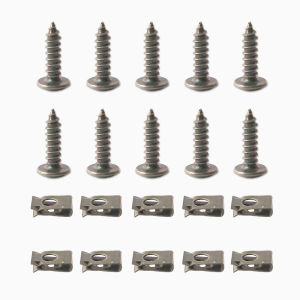 WH 30Sets Metal U-Type Fastener Clip Self-tapping Screw Clips Car Motorcycle Scooter Anti-rust Buckle Fastener Screw Base