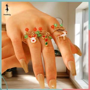 ส่วนลด 10 บาท สำหรับการซื้อ 1 ชิ้น จี้รูปกวางเอลก์การ์ตูนคริสมาสต์แบบปรับได้แหวนคริสต์มาสสำหรับให้เป็นของขวัญงานเฉลิมฉลองวันหยุดสวมใส่ทุกวัน