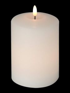 GenSwin 3D Wick Flameless Flickering Candles Battery Operated with Remote Timer Real Wax Pillar LED Votive Candles Warm Light Set of 3 Party/Wedding/Home Decor(White D3” x H4.6” 5.8” 6.8”)