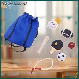 【The Warmheart】 1 12 Dollhouse Simulation Mini Equipment Kit Doll Basketball Football Rugby Skipping Rope Equipment Scene Decor Toy