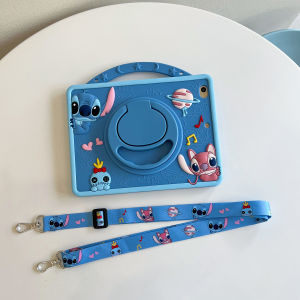 For iPad mini 6 (2021) 8.3" A2568 iPad mini 5 4 3 2 1 7.9" Portable Tablet Protective Case Fashion Soft Silicon Pen Slot Rotating Ring Stand Casing STITCH Doll Cute Cartoon Cover