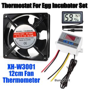3 In 1 Incubator Kit Digital Thermohygrometer+Blower Fan+ XH-W3001 for Egg Chick 220V