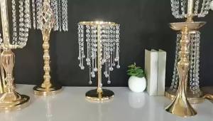 FFBH Crystal Pendant Flower Rack Luxury Aesthetic Wedding Decorations Flower Shelf Restaurant Desktop Floral Decor Party Ornaments K6R8Z
