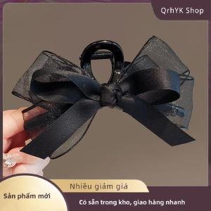 Hàng có sẵn✨ Đen Lưới Bow Móng Vuốt Tóc Clip Lớn Cá Mập Claw Tóc Clip Bowknot Kẹp Tóc Barrettes Cho Tóc Đuôi Ngựa Phụ Nữ Tóc Phụ Kiện